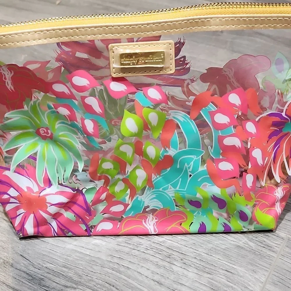 NWOT Simply Southern Clear Floral Travel Clutch Makeup Bag